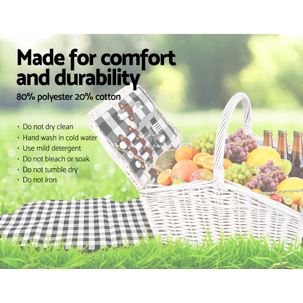 2 Person Picnic Basket Baskets White Deluxe Outdoor Corporate Blanket Park - image6