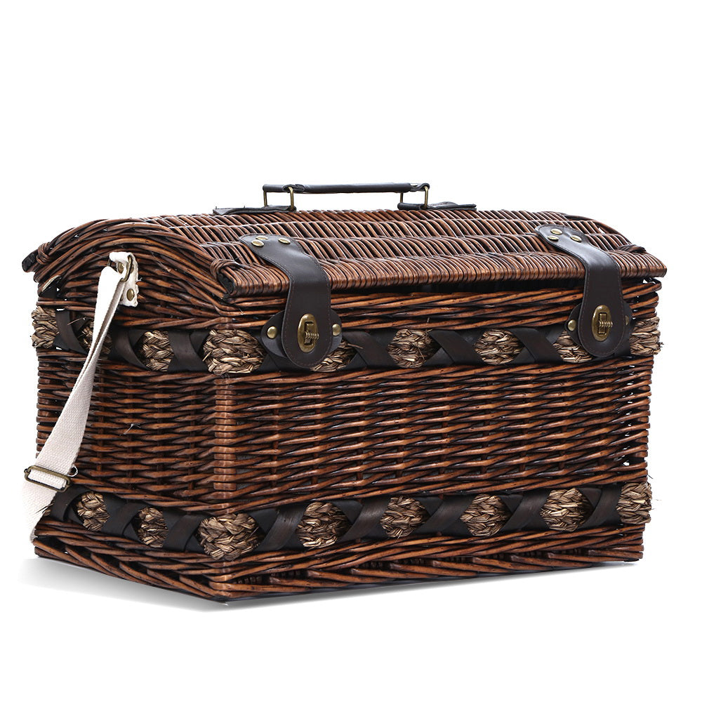 Alfresco 4 Person Wicker Picnic Basket Baskets Outdoor Insulated Gift Blanket - image3