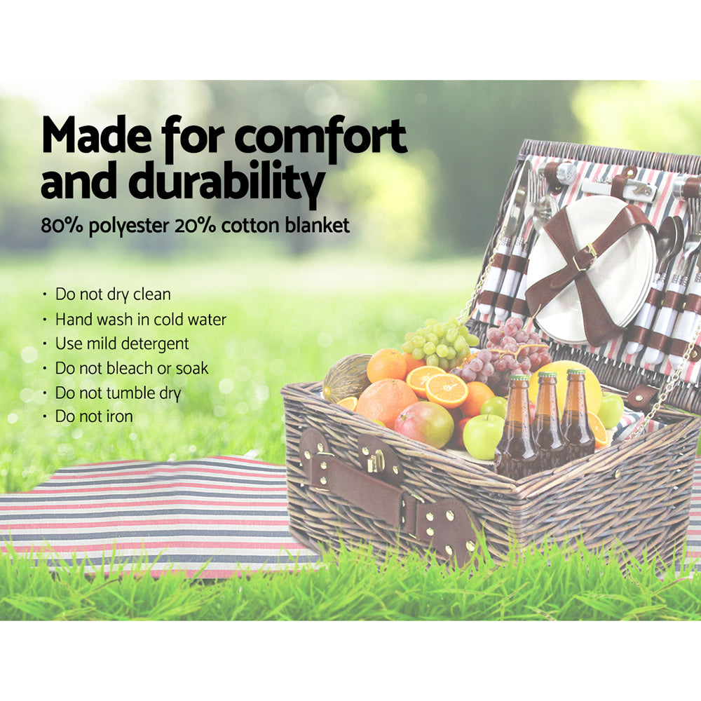 4 Person Picnic Basket Baskets Deluxe Outdoor Corporate Gift Blanket - image6