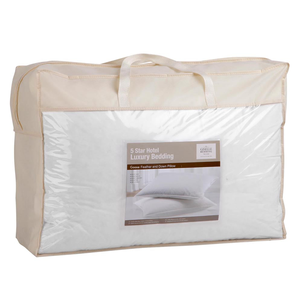 Bedding Set of 2 Goose Feather and Down Pillow - White - image8