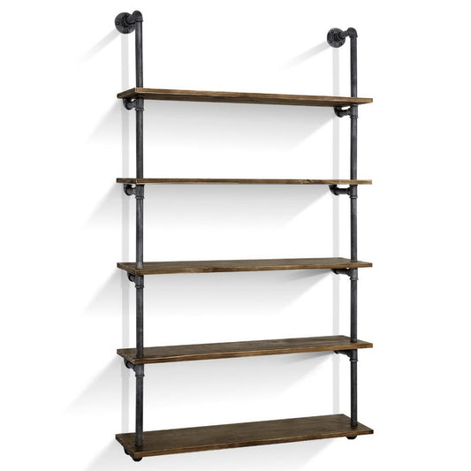 Wall Display Shelves Industrial DIY Pipe Shelf Rustic Floating Brackets - image1