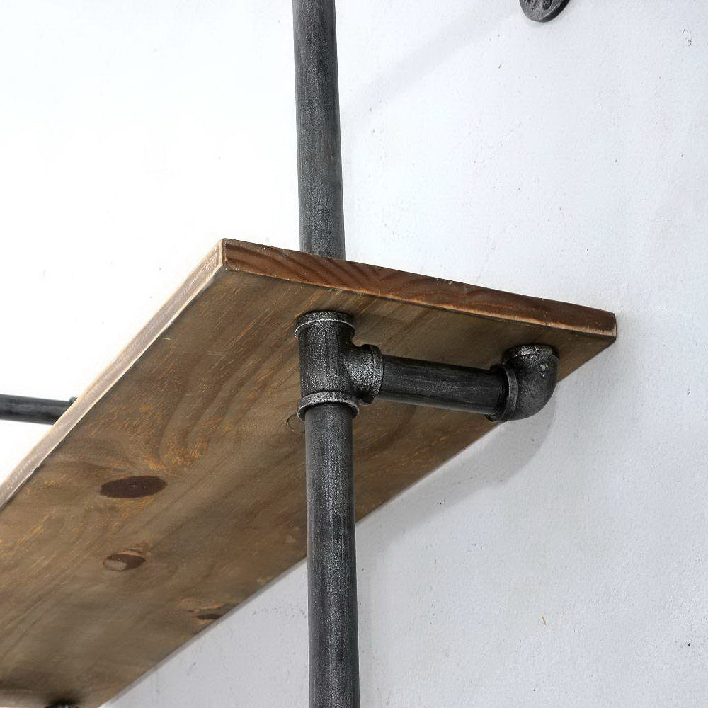 Wall Display Shelves Industrial DIY Pipe Shelf Rustic Floating Brackets - image4