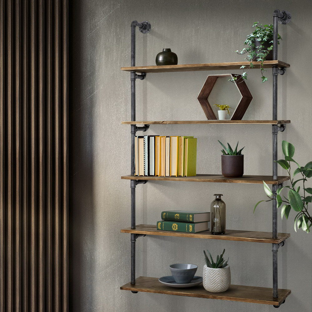 Wall Display Shelves Industrial DIY Pipe Shelf Rustic Floating Brackets - image7