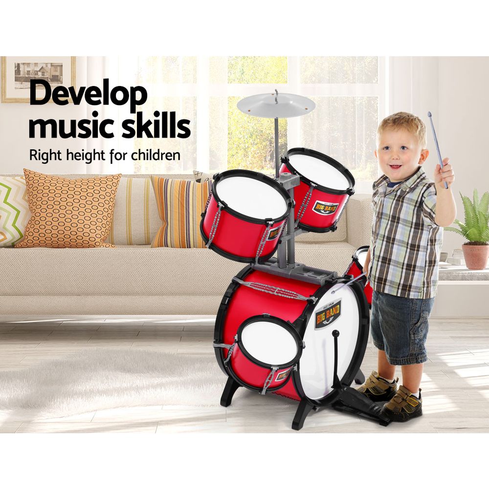 Kids 7 Drum Set Junior Drums Kit Musical Play Toys Childrens Mini Big Band - image5