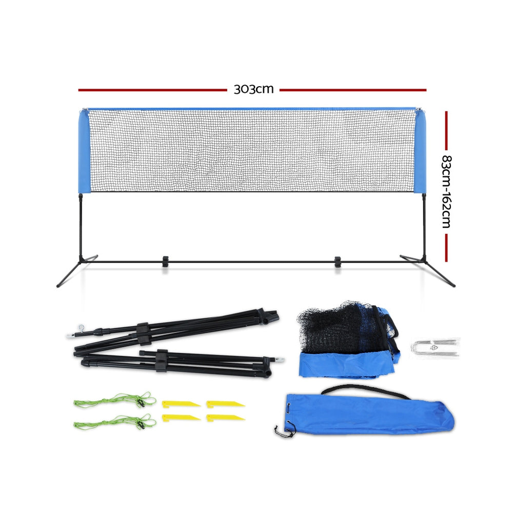 Portable Sports Net Stand Badminton Volleyball Tennis Soccer 3m 3ft Blue - image2