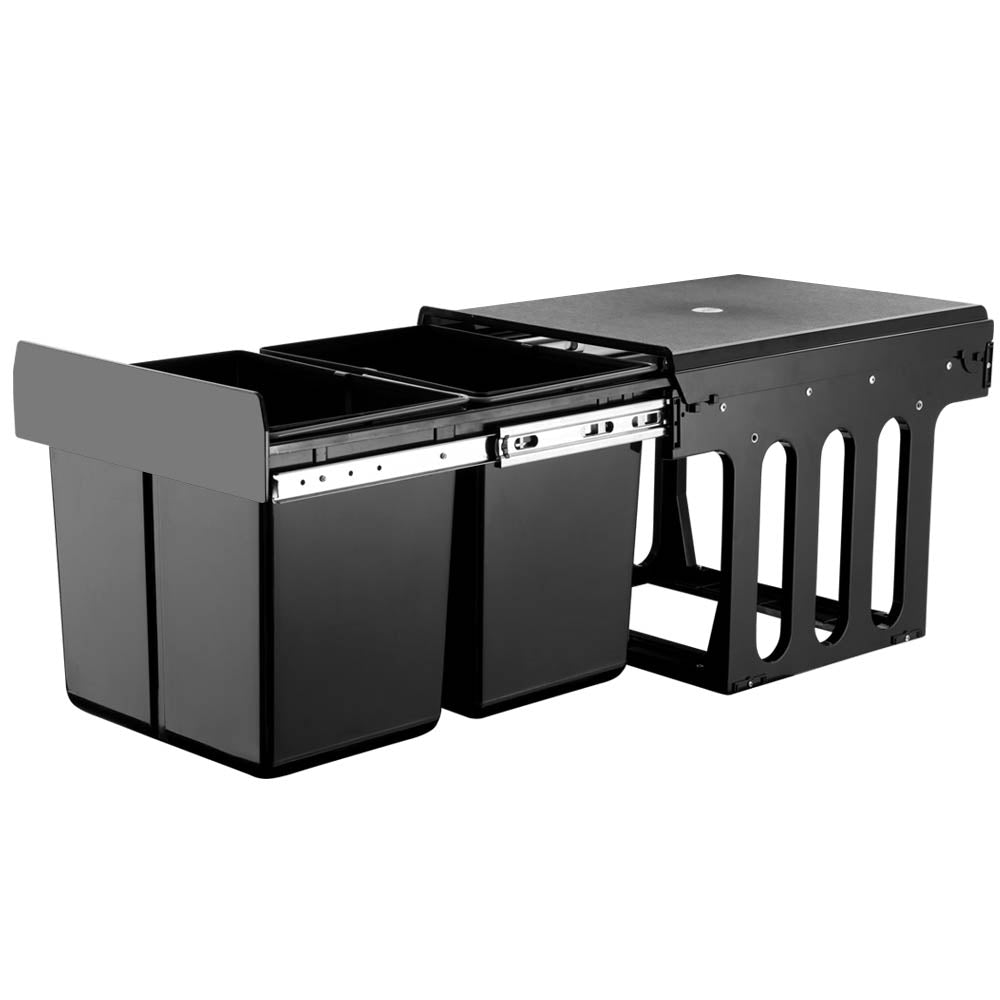 2x15L Pull Out Bin - Black - image1