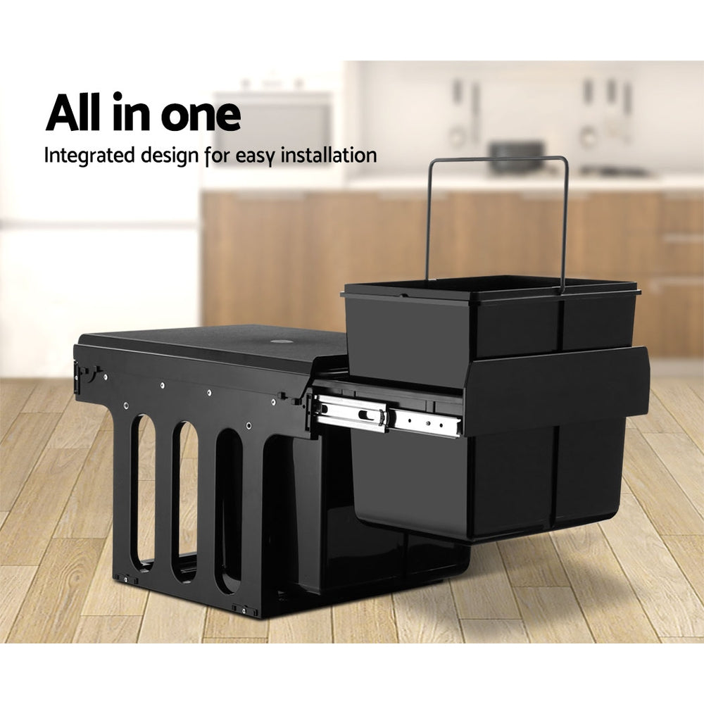 2x15L Pull Out Bin - Black - image6