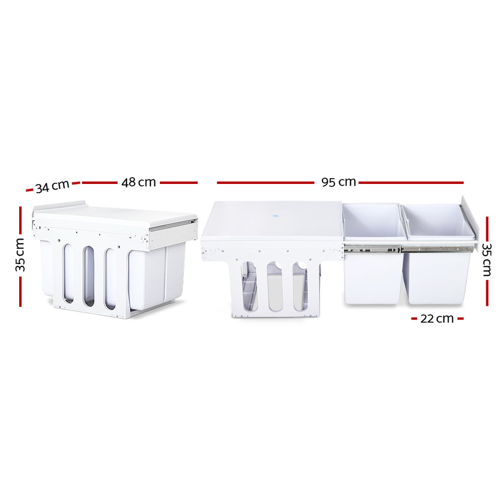 2x15L Pull Out Bin - White - image2