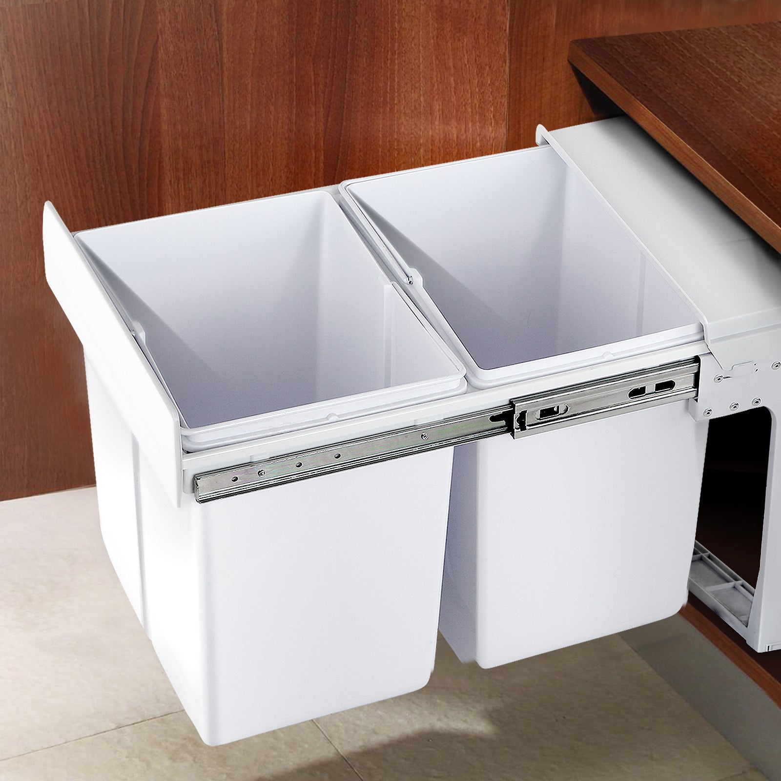 2x15L Pull Out Bin - White - image7