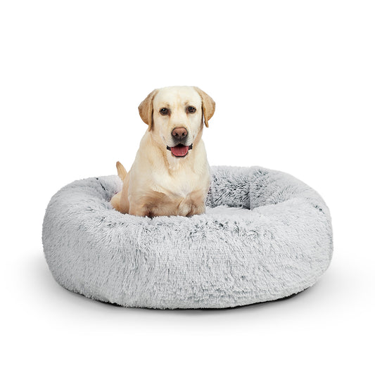 Pet Bed Cat Dog Donut Nest Calming Mat Soft Plush Kennel - image1