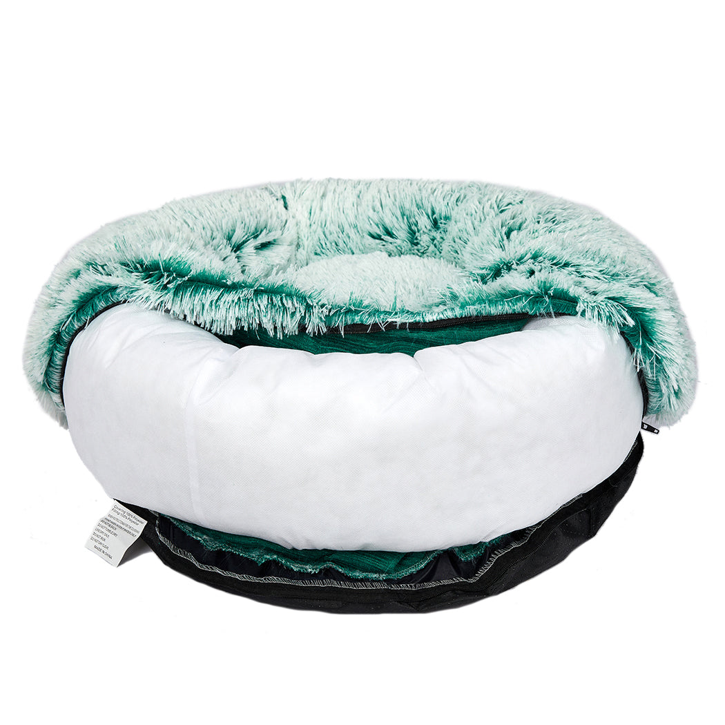 Pet Bed Cat Dog Donut Nest Calming Mat Soft Plush Kennel Teal XL - image5