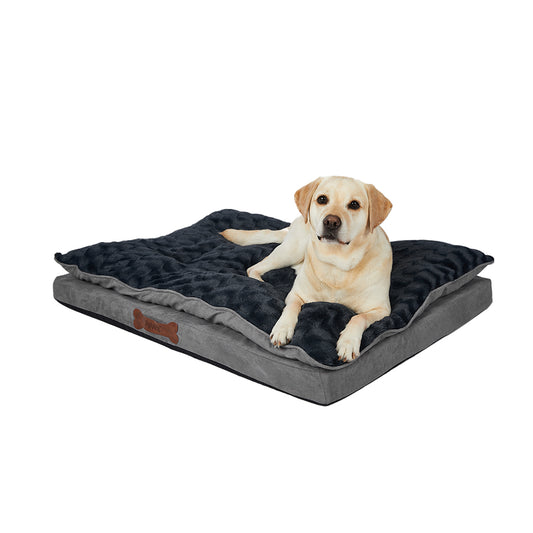 Dog Calming Bed Warm Soft Plush Comfy Sleeping Memory Foam Mattress Dark Grey XL - image1