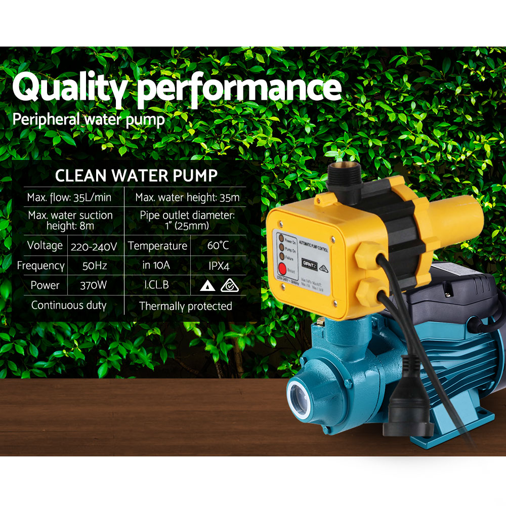 Auto Peripheral Water Pump Clean Electric Garden Farm Rain Tank Irrigation QB60 Yellow - image6