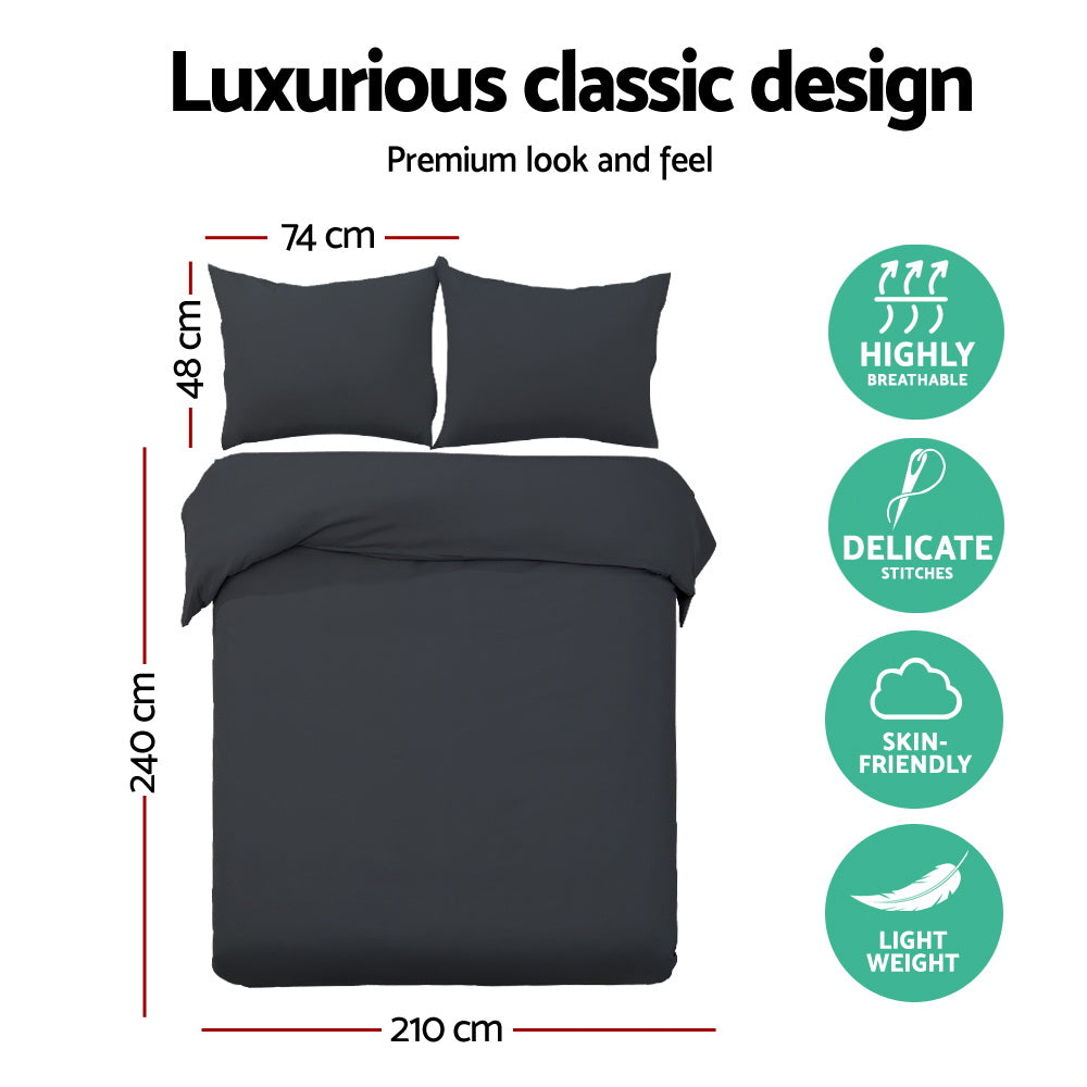 Giselle Bedding Luxury Classic Bed Duvet Doona Quilt Cover Set Hotel King Black - image2