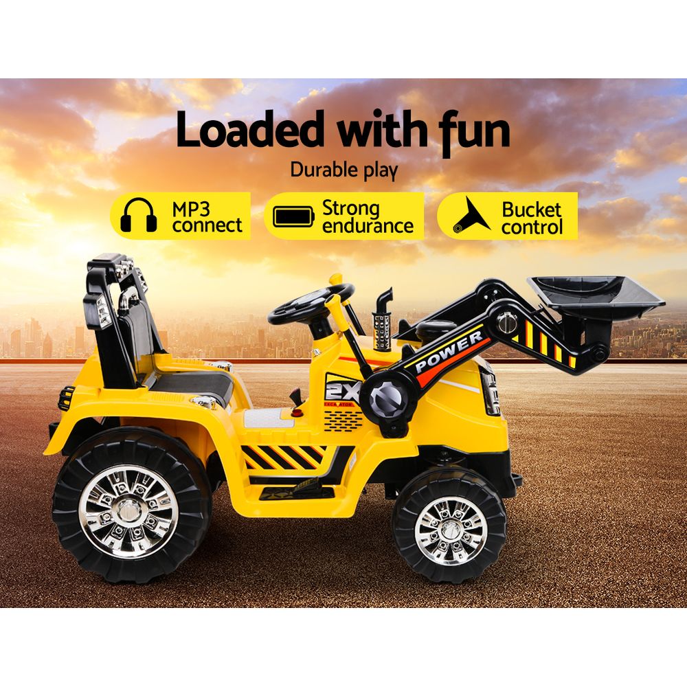 Kids Ride On Bulldozer Digger Electric Car Yellow - image3