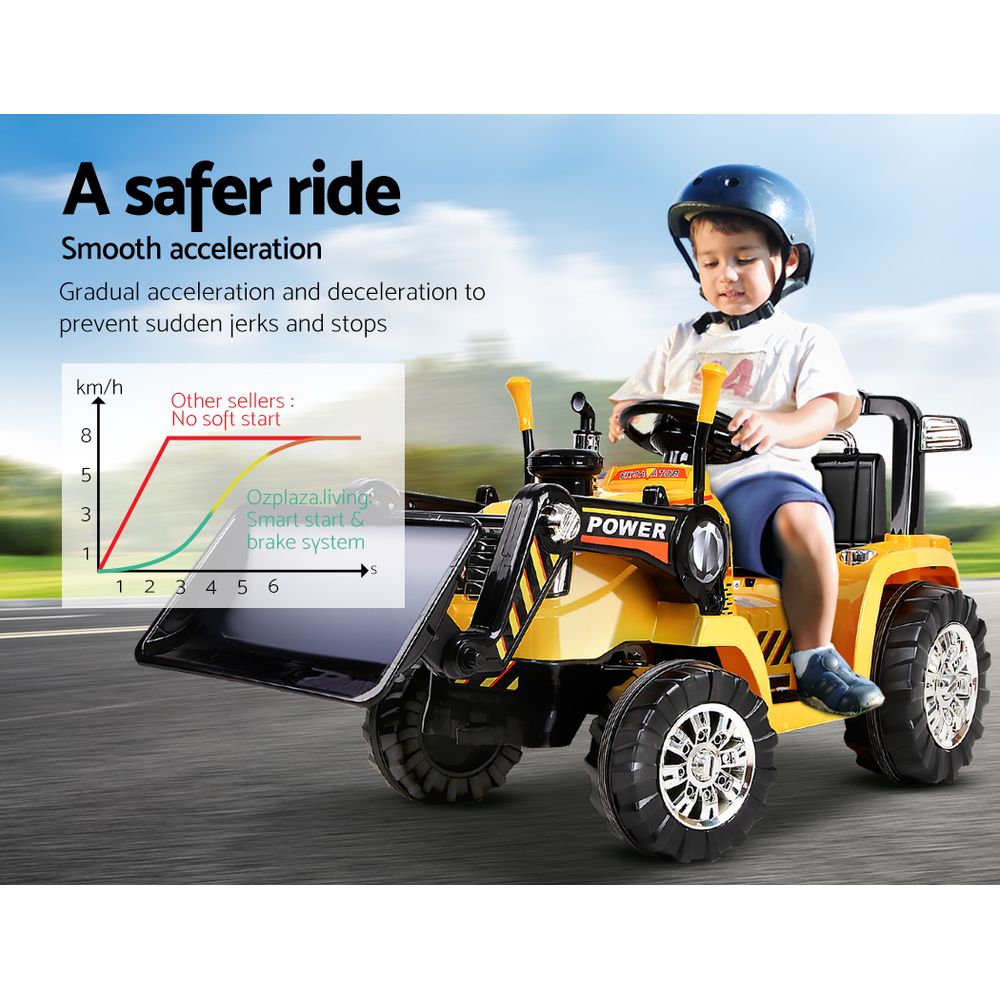 Kids Ride On Bulldozer Digger Electric Car Yellow - image5