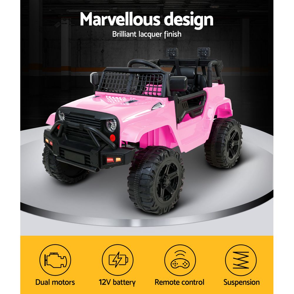 Rigo Kids Ride On Car Electric 12V Car Toys Jeep Battery Remote Control Pink - image4