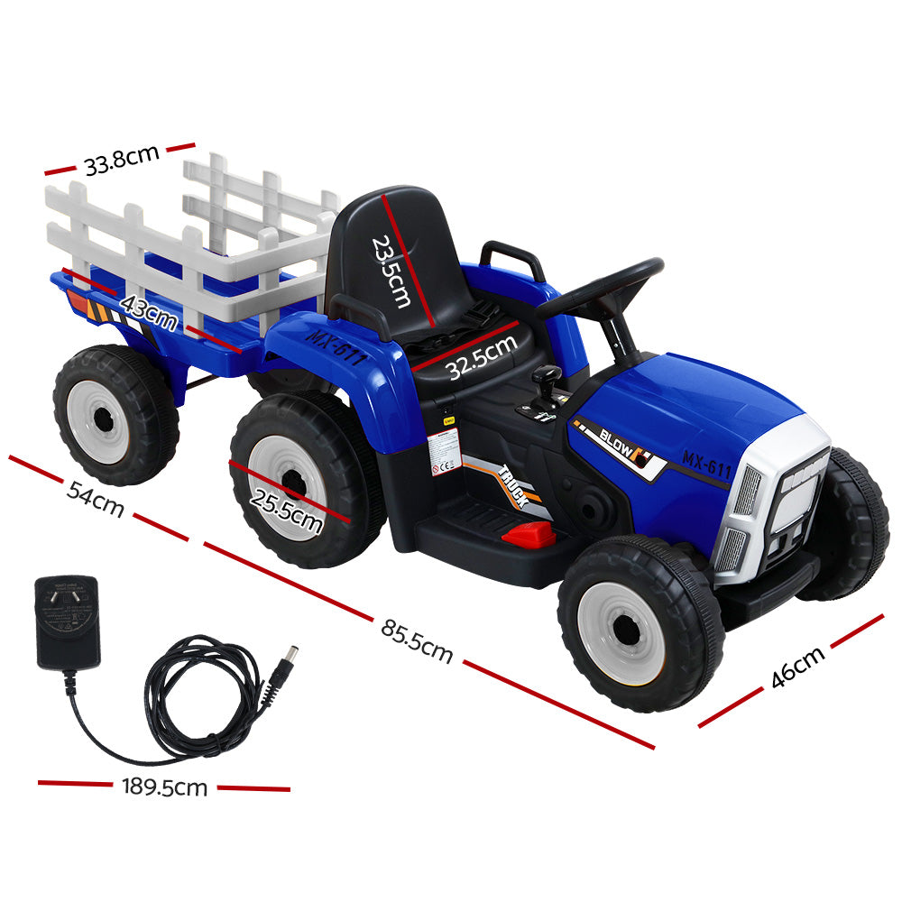 Rigo Ride On Car Tractor Toy Kids Electric Cars 12V Battery Child Toddlers Blue - image2