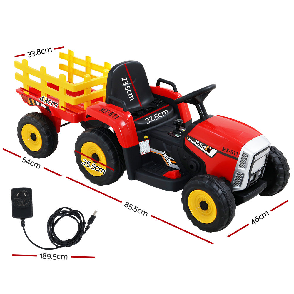 Rigo Ride On Car Tractor Toy Kids Electric Cars 12V Battery Child Toddlers Red - image2