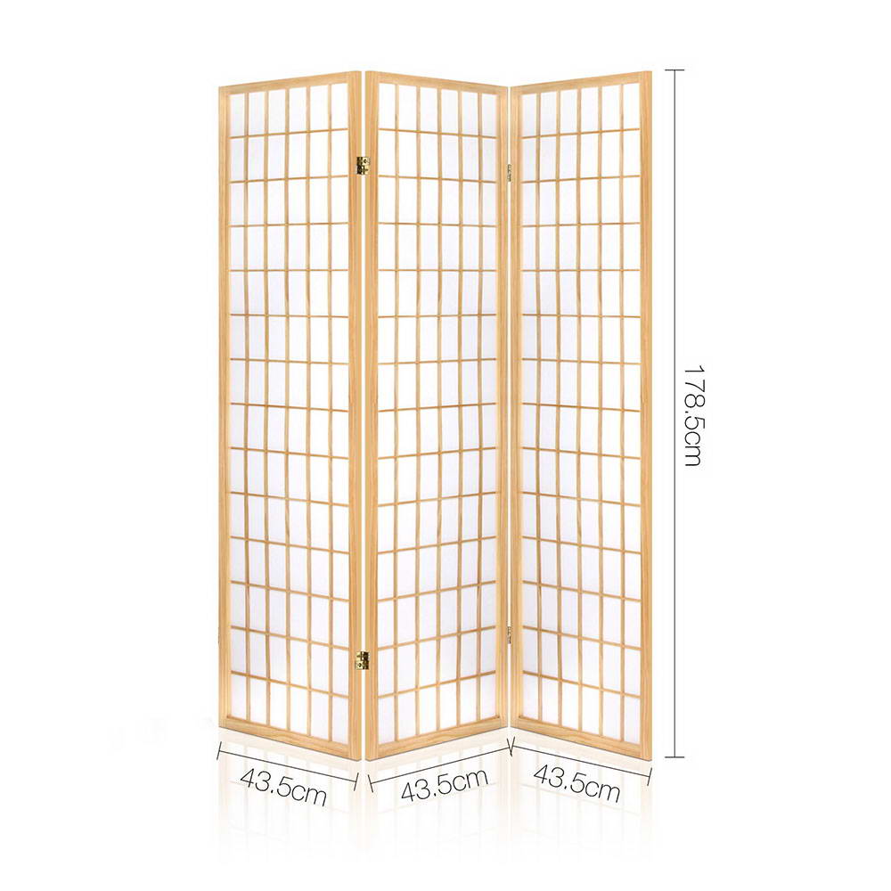 3 Panel Wooden Room Divider - Natural - image2