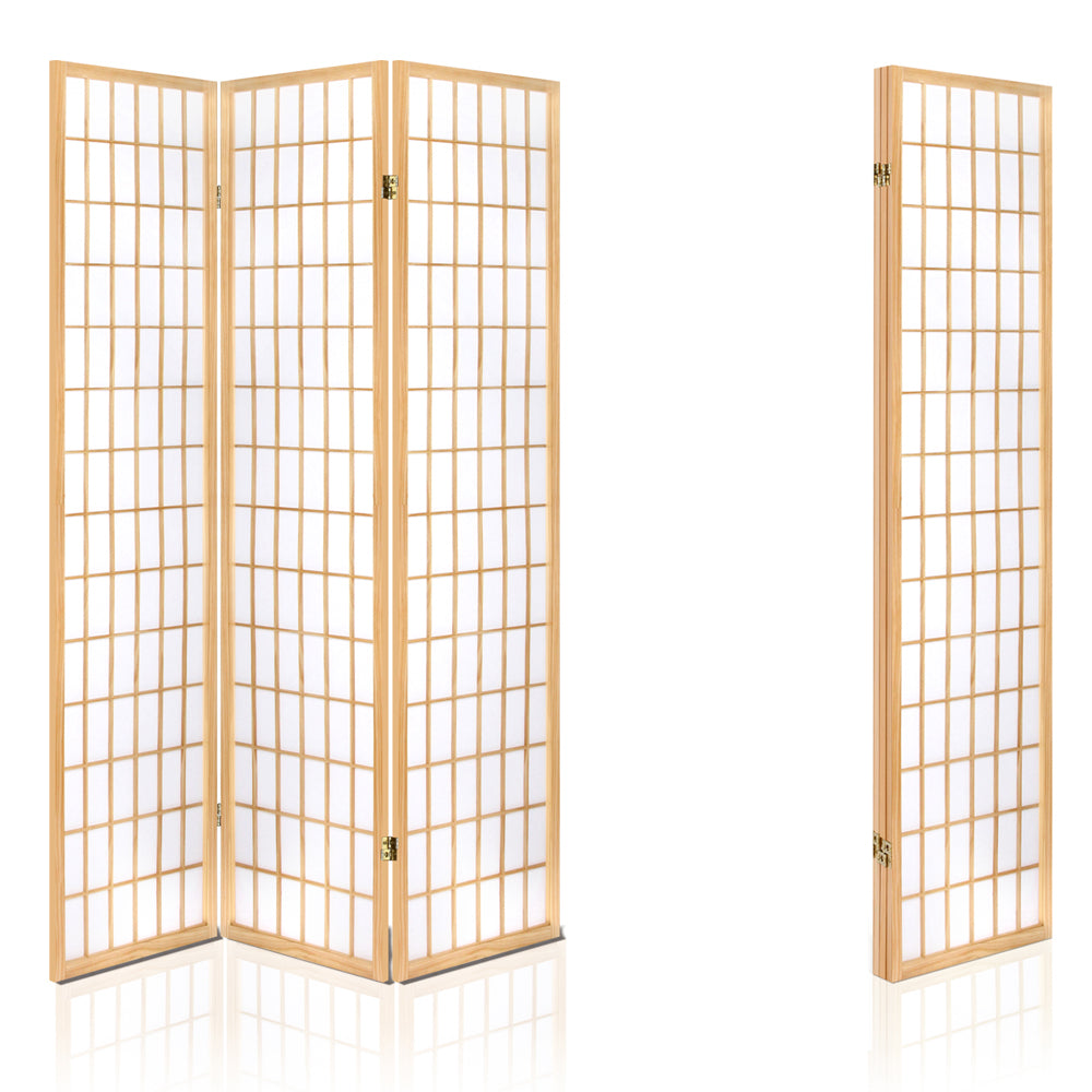 3 Panel Wooden Room Divider - Natural - image5