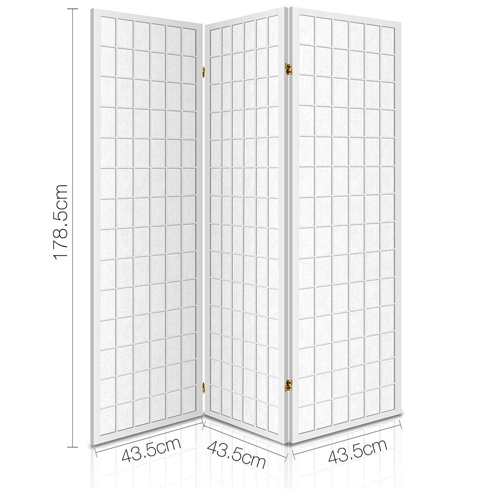 3 Panel Wooden Room Divider - White - image2