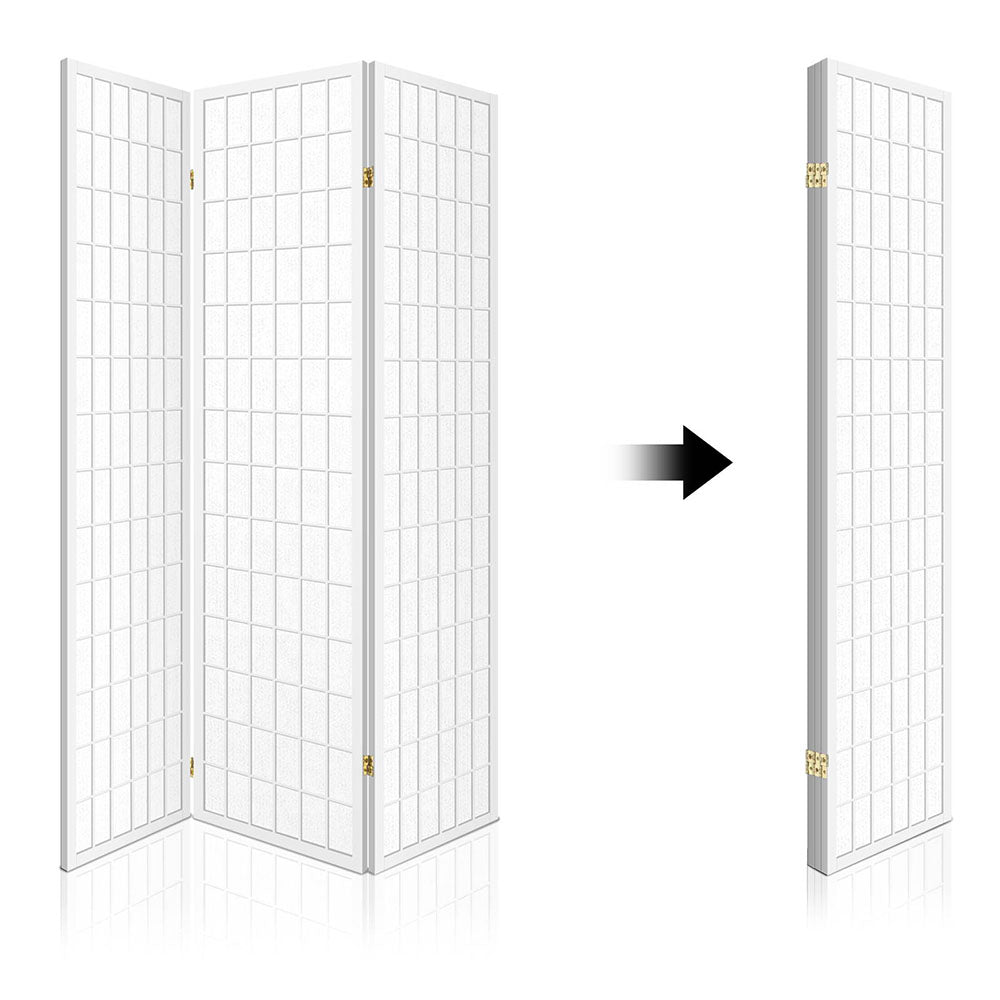 3 Panel Wooden Room Divider - White - image3