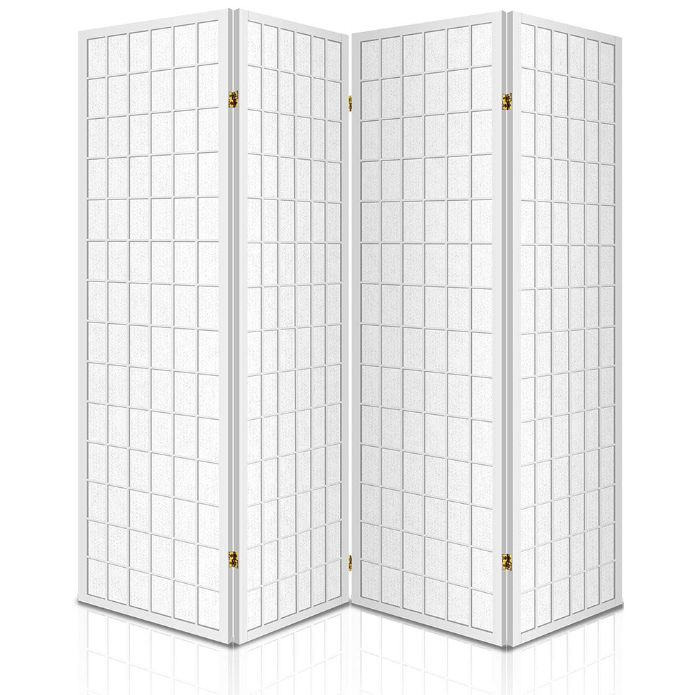 4 Panel Wooden Room Divider - White - image3