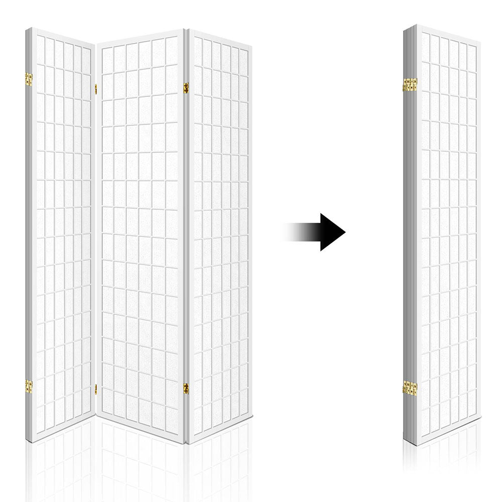 4 Panel Wooden Room Divider - White - image4