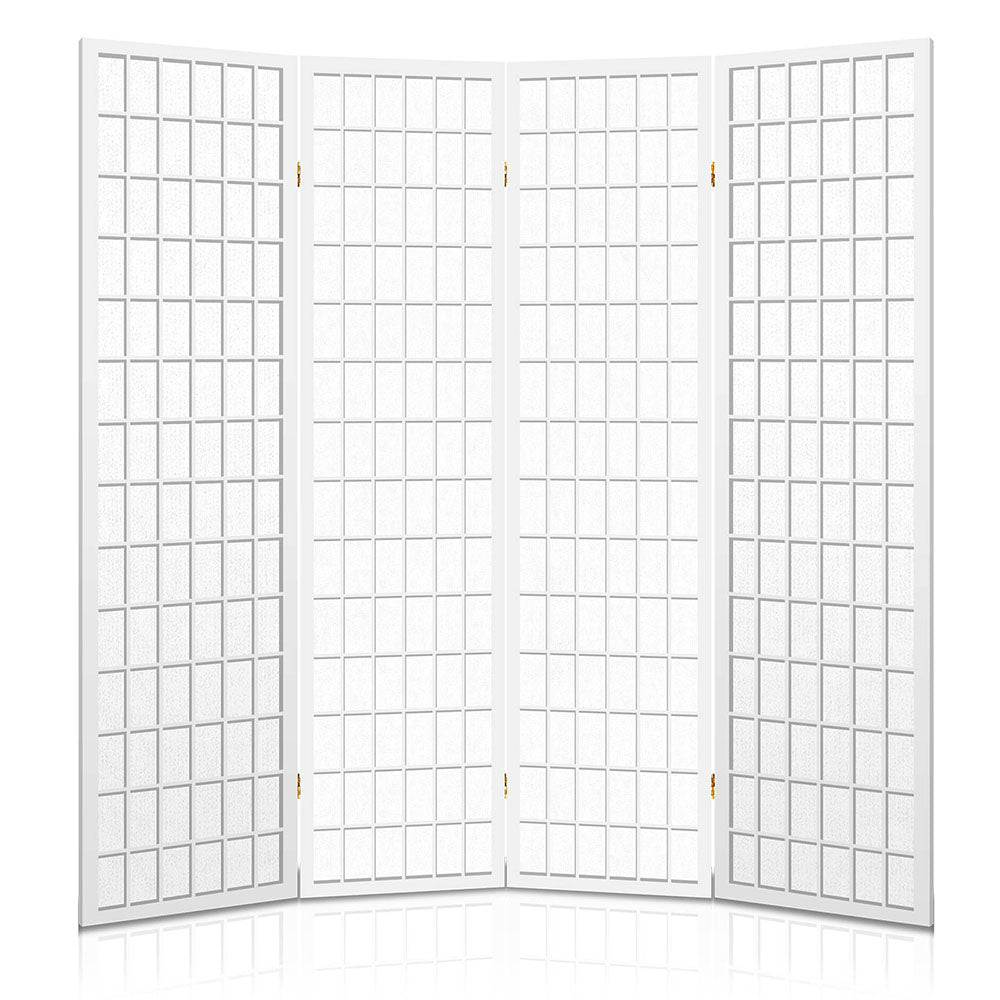 4 Panel Wooden Room Divider - White - image5