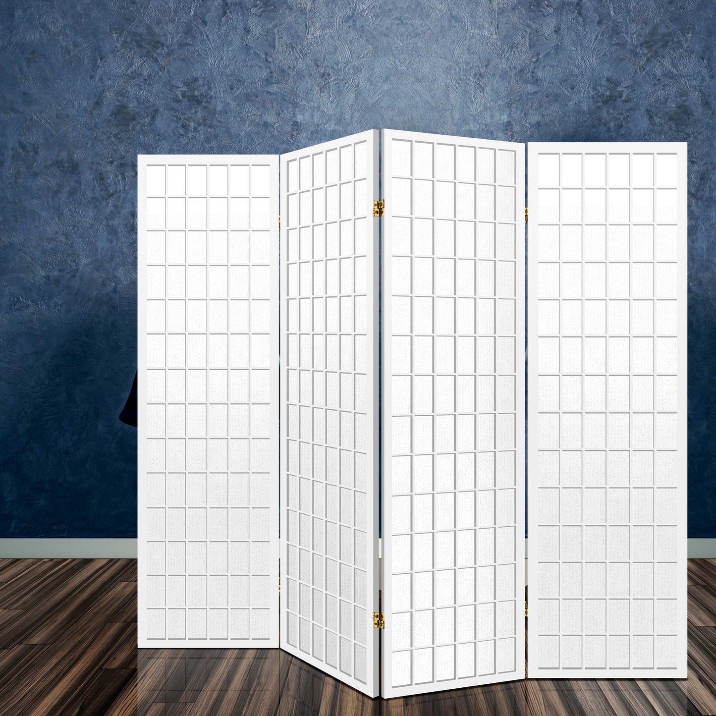 4 Panel Wooden Room Divider - White - image7