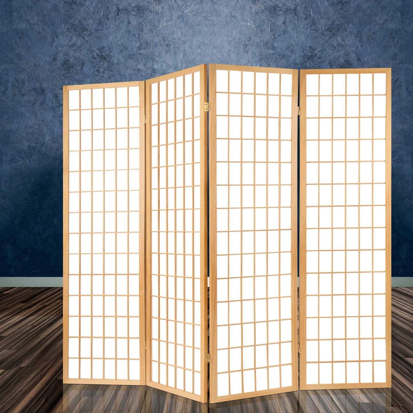 6 Panel Room Divider Privacy Screen Foldable Pine Wood Stand Natural - image7