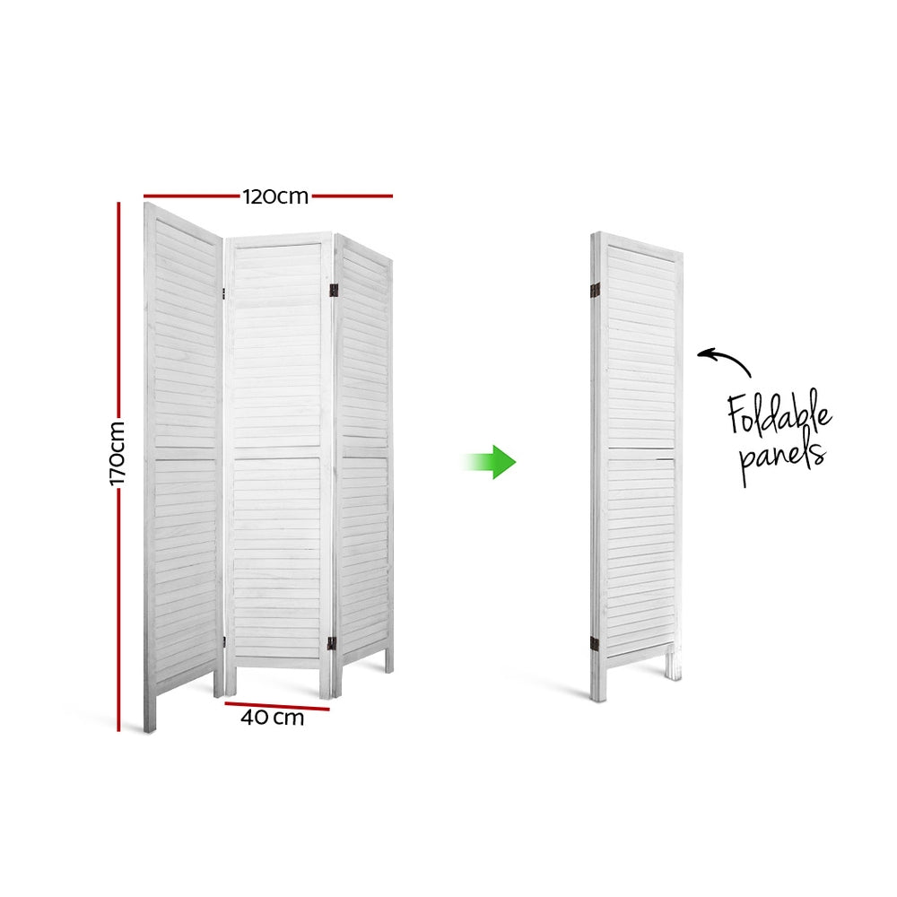 Room Divider Privacy Screen Foldable Partition Stand 3 Panel White - image2