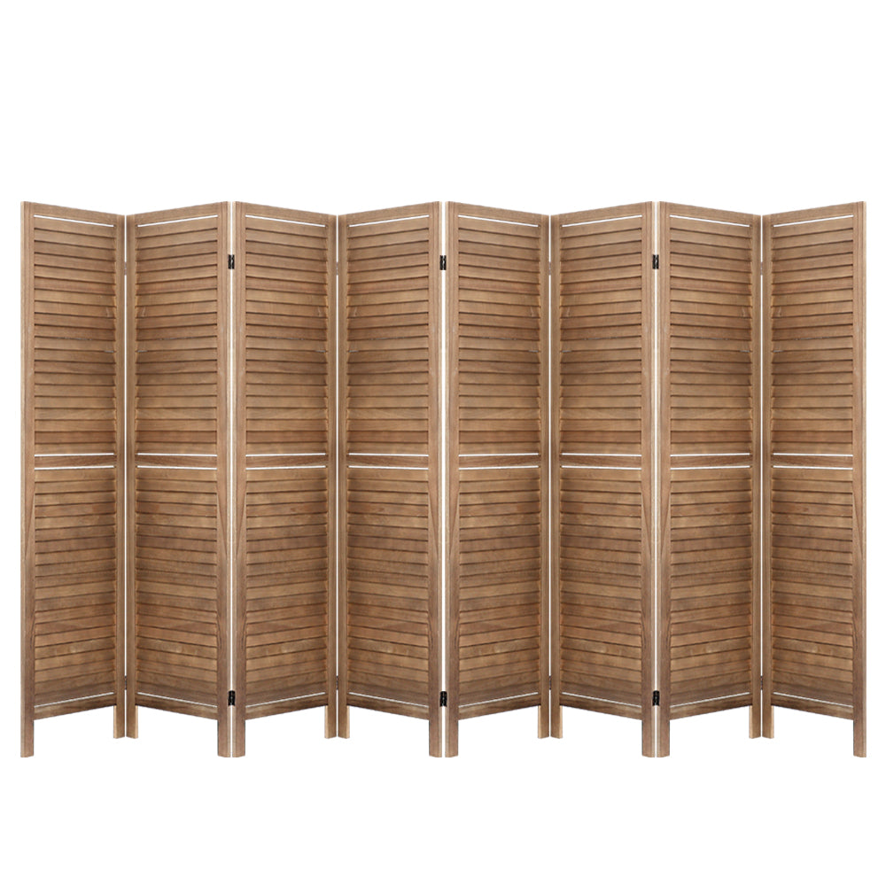 Room Divider Screen 8 Panel Privacy Wood Dividers Stand Bed Timber Brown - image2