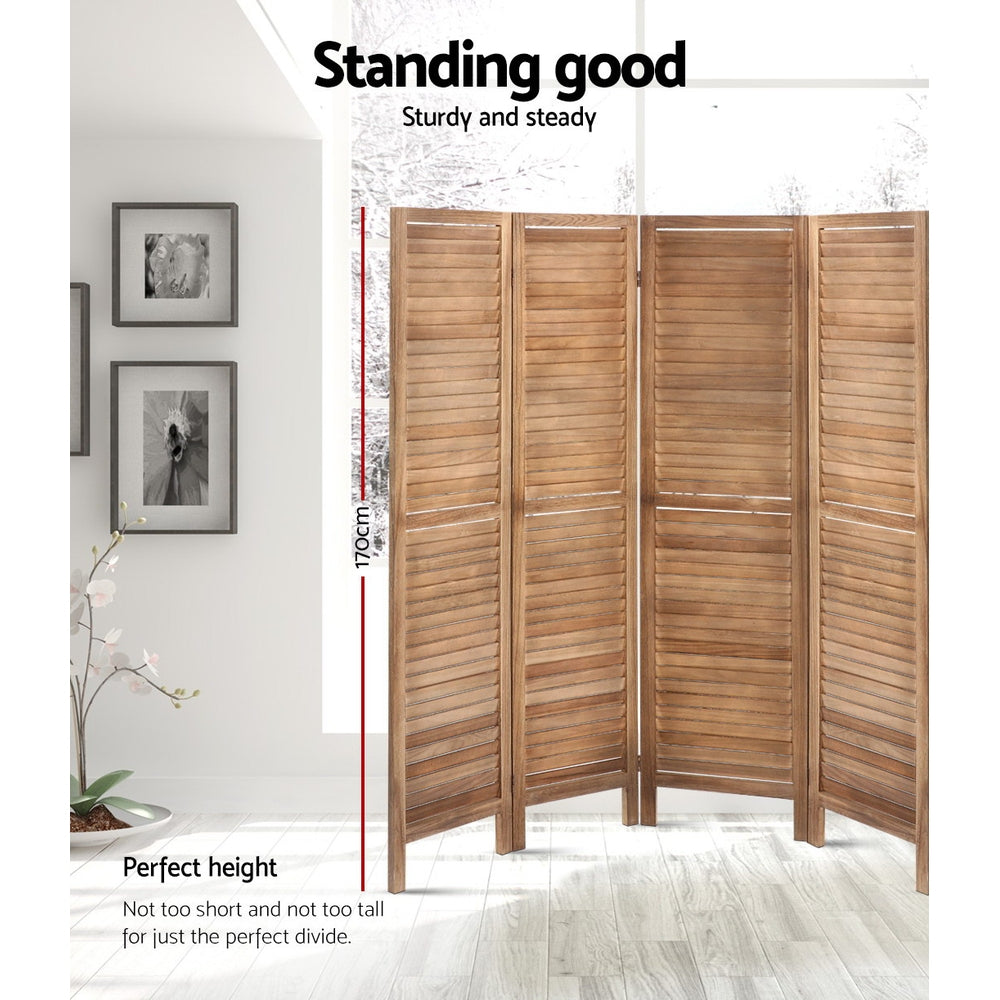 Room Divider Screen 8 Panel Privacy Wood Dividers Stand Bed Timber Brown - image4