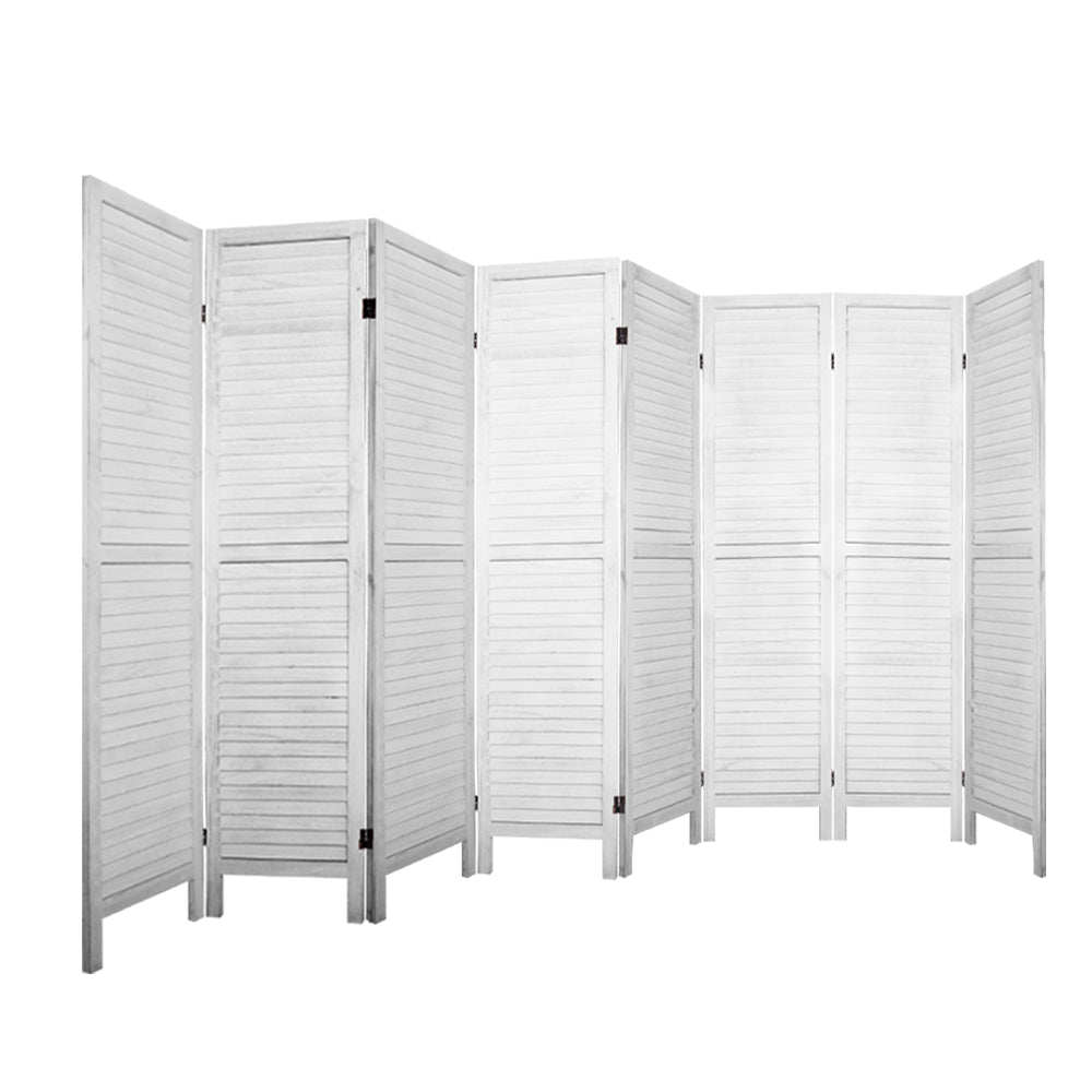 Room Divider Screen 8 Panel Privacy Wood Dividers Stand Bed Timber White - image3