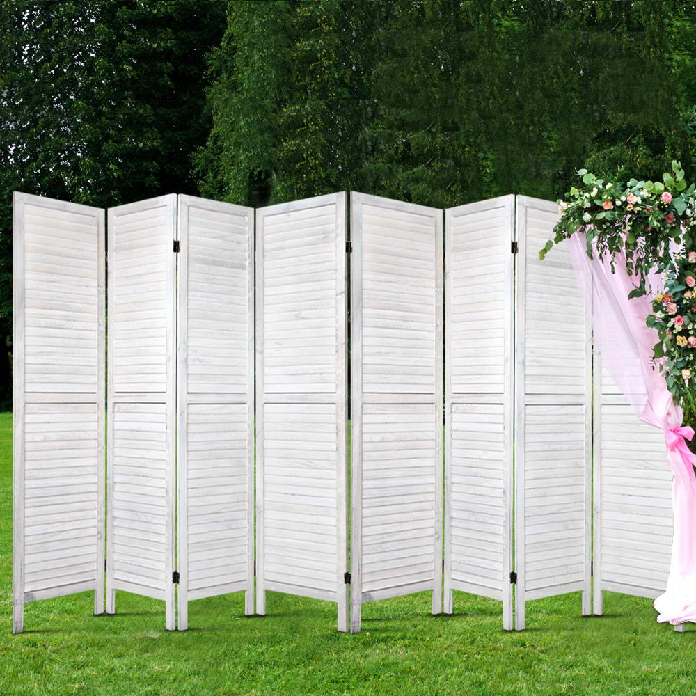 Room Divider Screen 8 Panel Privacy Wood Dividers Stand Bed Timber White - image7