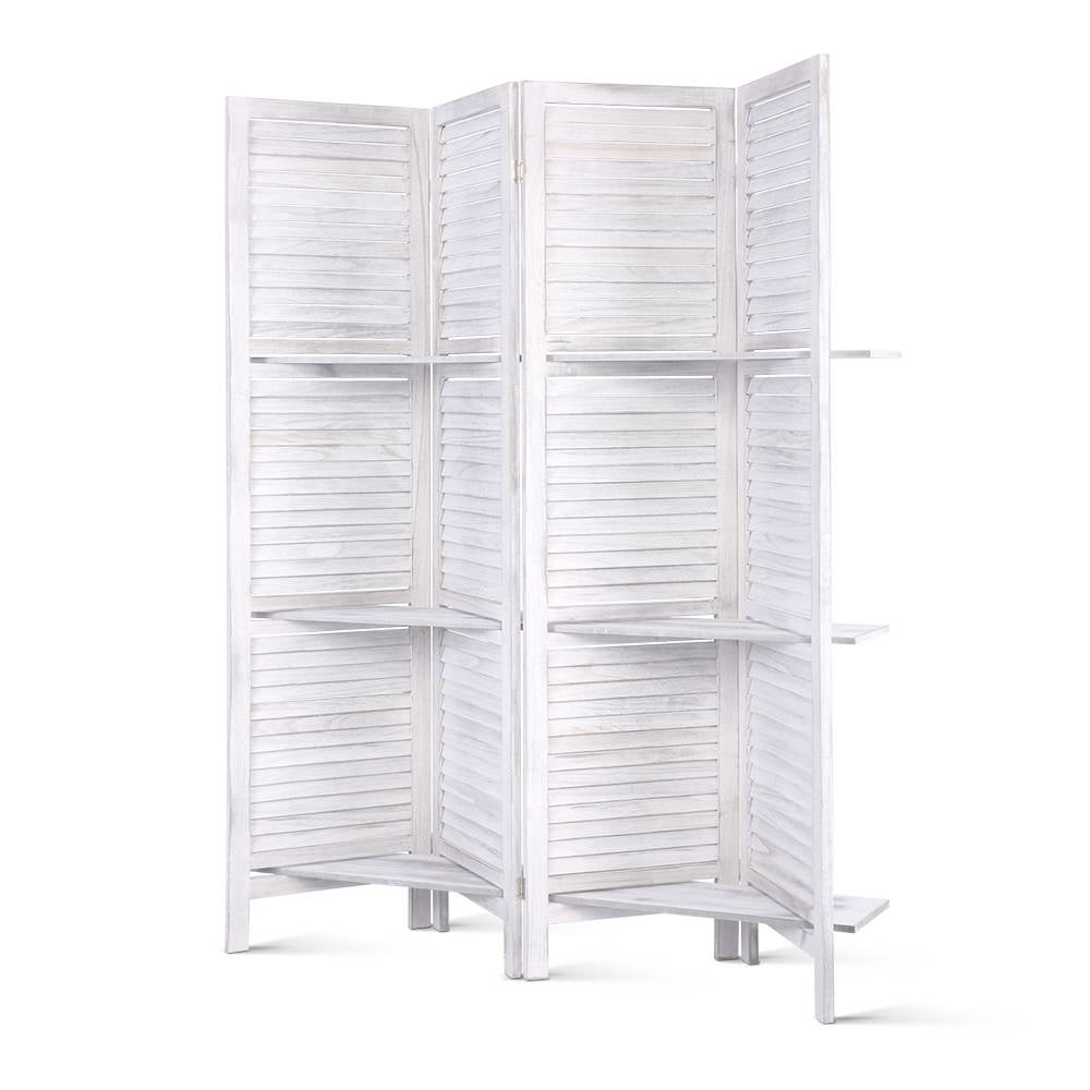 Room Divider Privacy Screen Foldable Partition Stand 4 Panel White - image2
