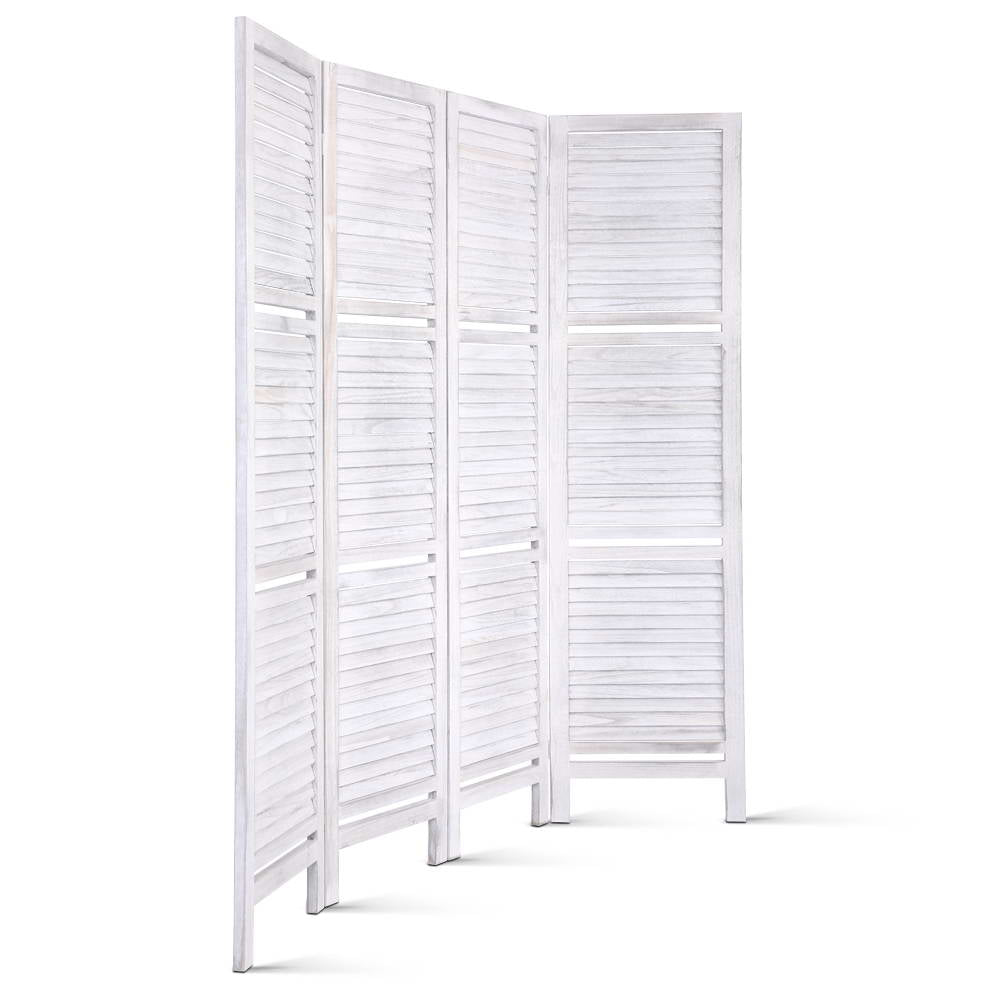 Room Divider Privacy Screen Foldable Partition Stand 4 Panel White - image4