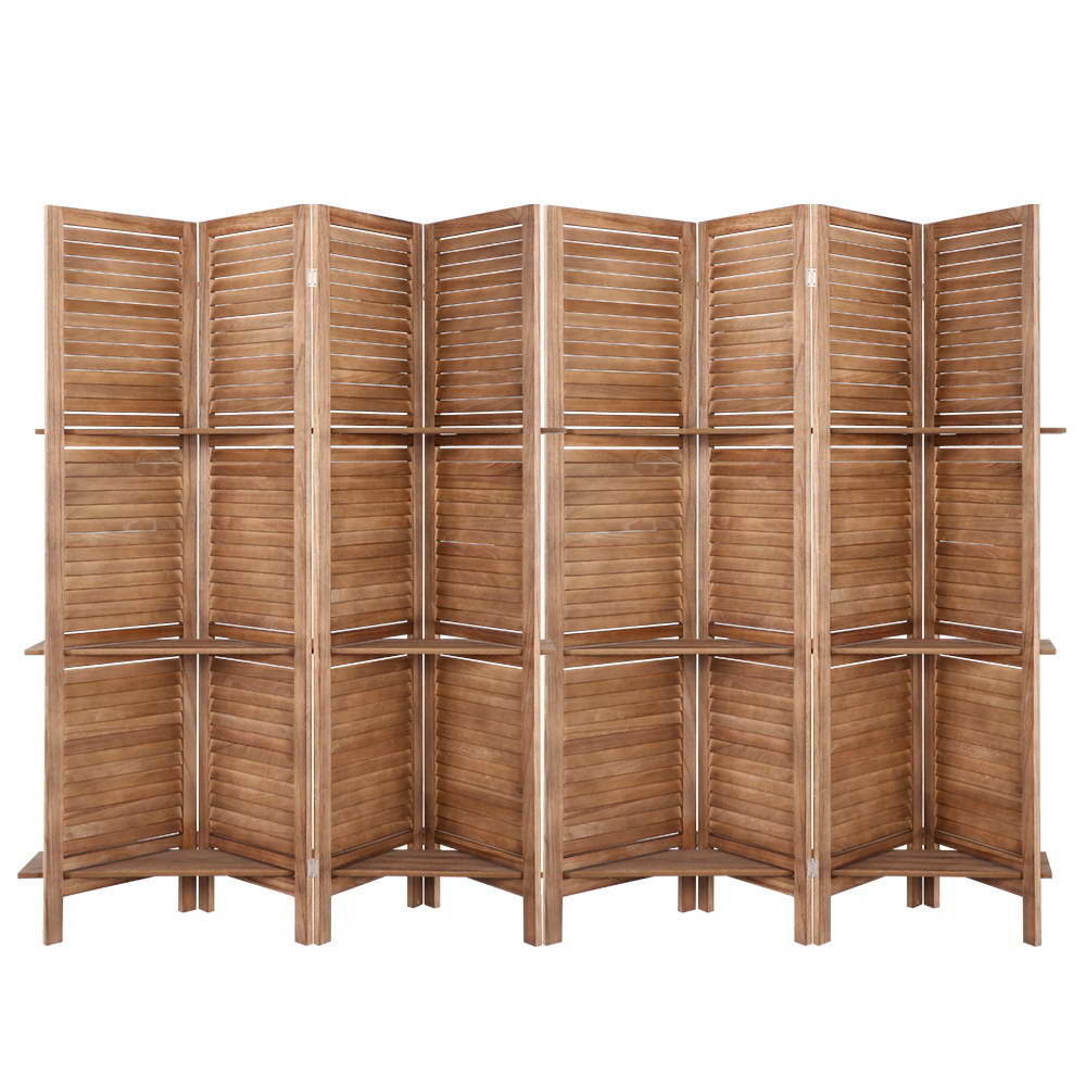 Room Divider Screen 8 Panel Privacy Dividers Shelf Wooden Timber Stand - image2