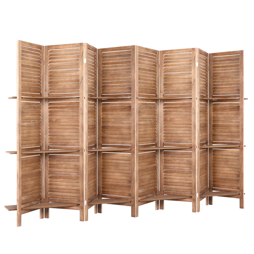 Room Divider Screen 8 Panel Privacy Dividers Shelf Wooden Timber Stand - image4