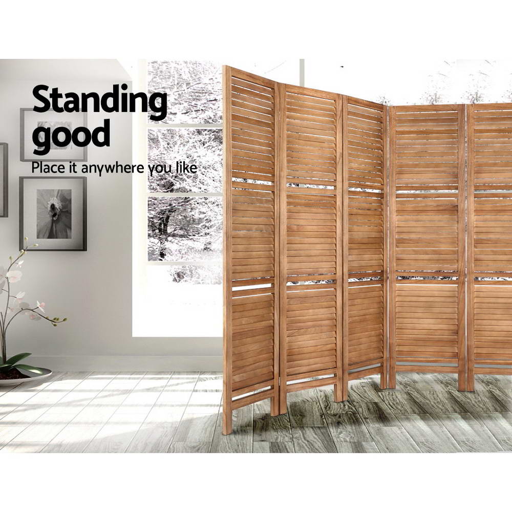 Room Divider Screen 8 Panel Privacy Dividers Shelf Wooden Timber Stand - image6