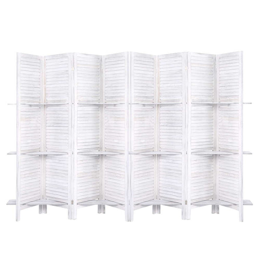 Room Divider Screen 8 Panel Privacy Foldable Dividers Timber Stand Shelf - image1