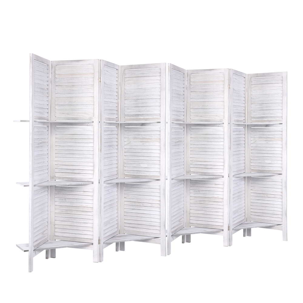 Room Divider Screen 8 Panel Privacy Foldable Dividers Timber Stand Shelf - image3