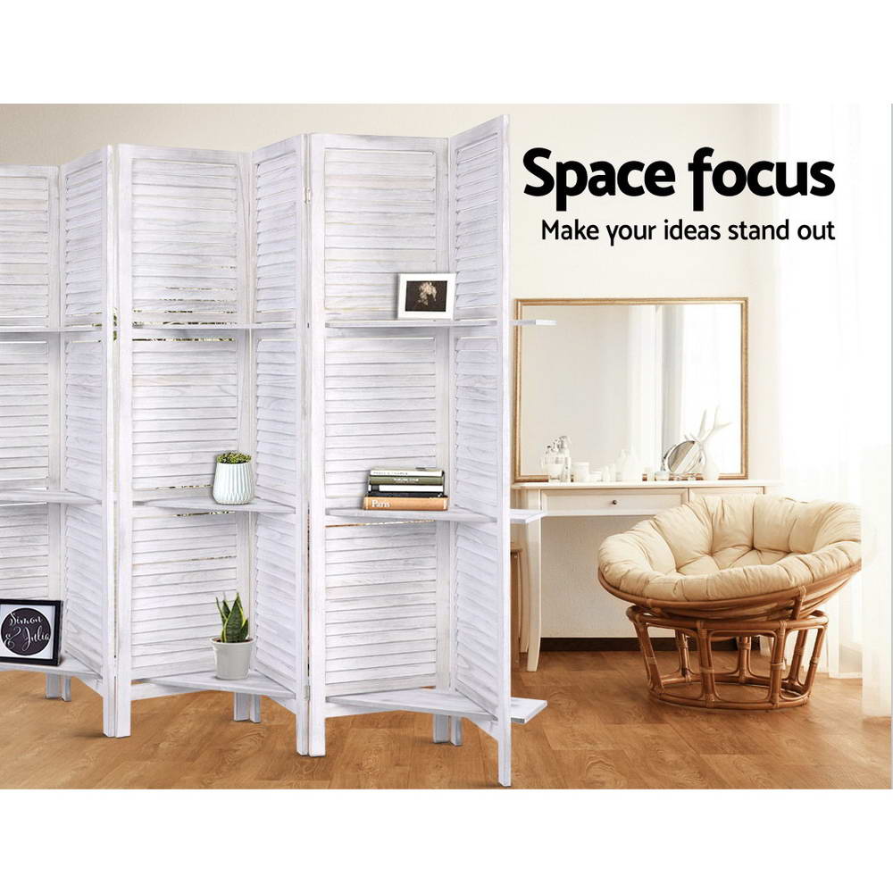 Room Divider Screen 8 Panel Privacy Foldable Dividers Timber Stand Shelf - image4
