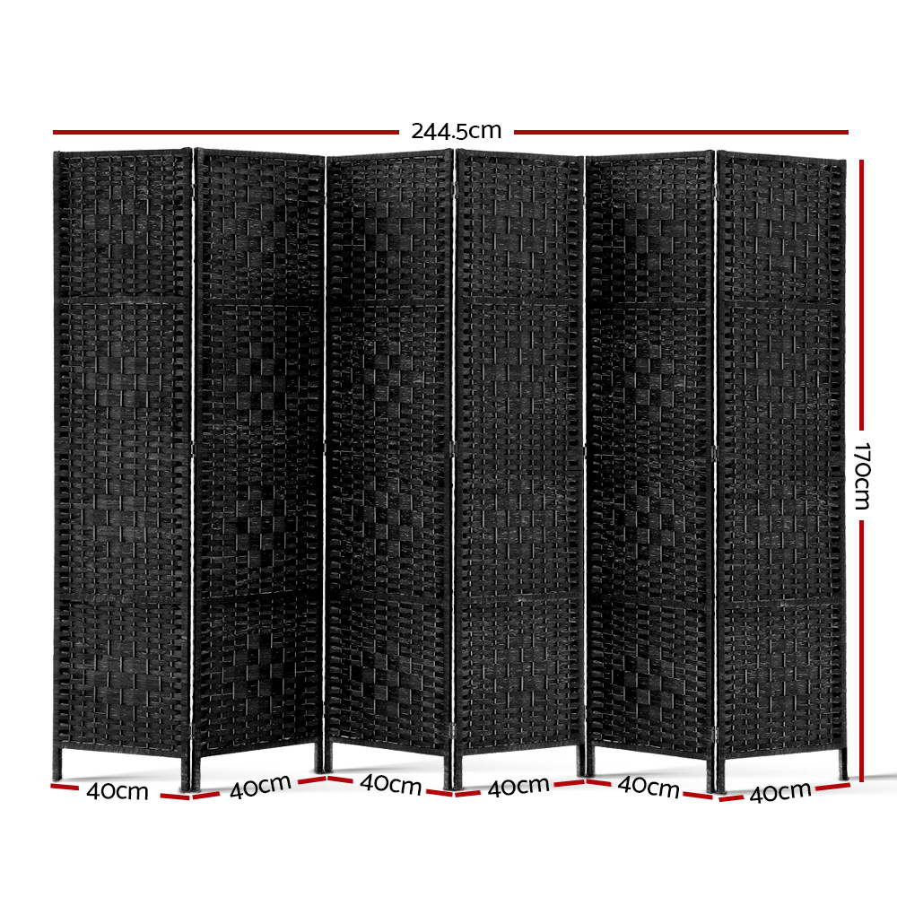 6 Panel Room Divider - Black - image2