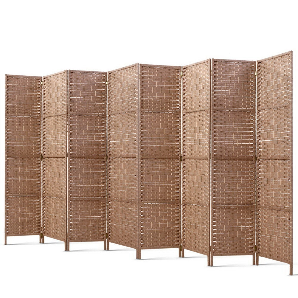8 Panel Room Divider Screen Privacy Rattan Timber Foldable Dividers Stand Hand Woven - image1