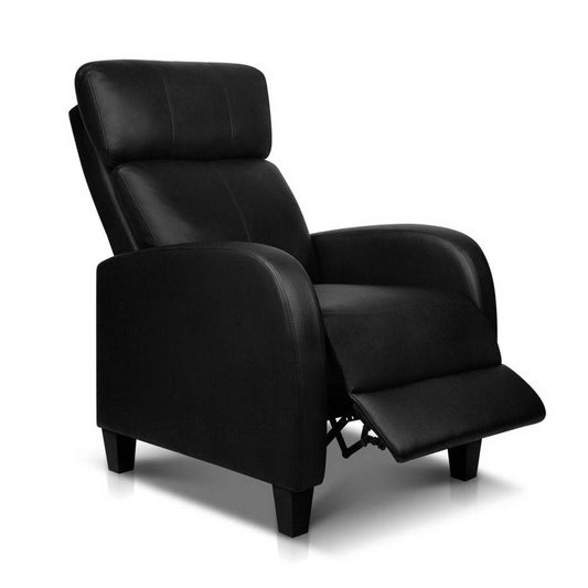 PU Leather Reclining Armchair - Black - image1