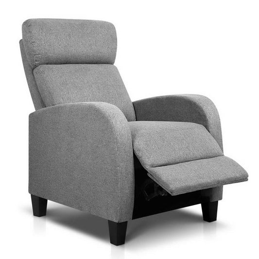 Fabric Reclining Armchair - Grey - image1