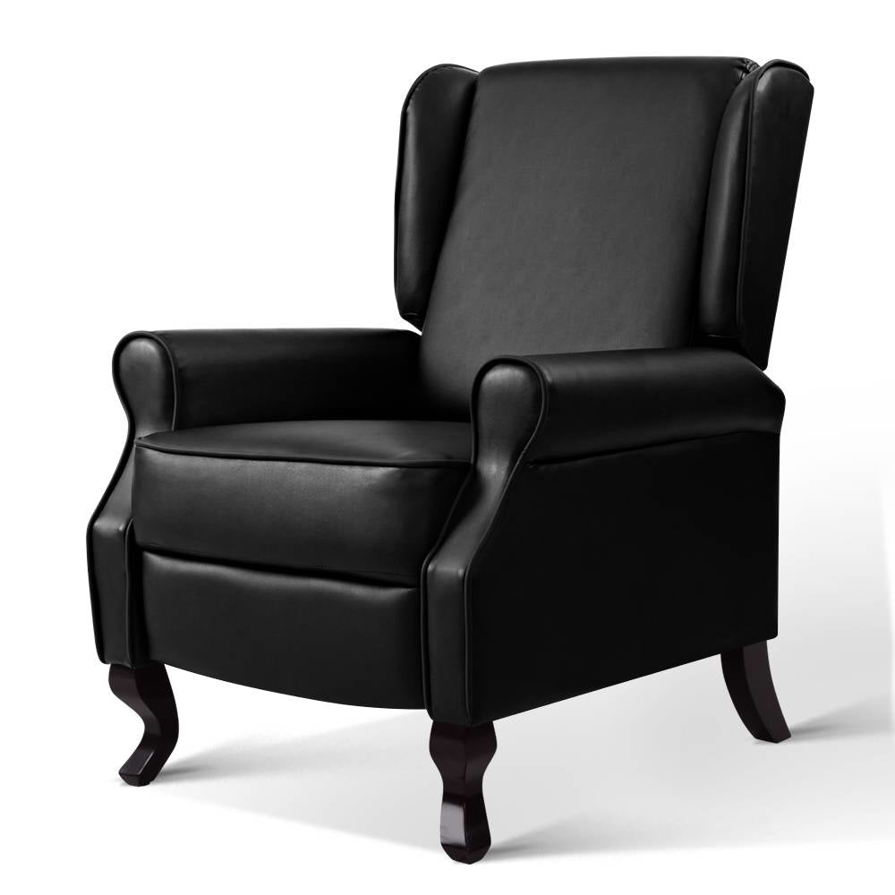 Recliner Chair Luxury Lounge Armchair Single Sofa Couch PU Leather Black - image1